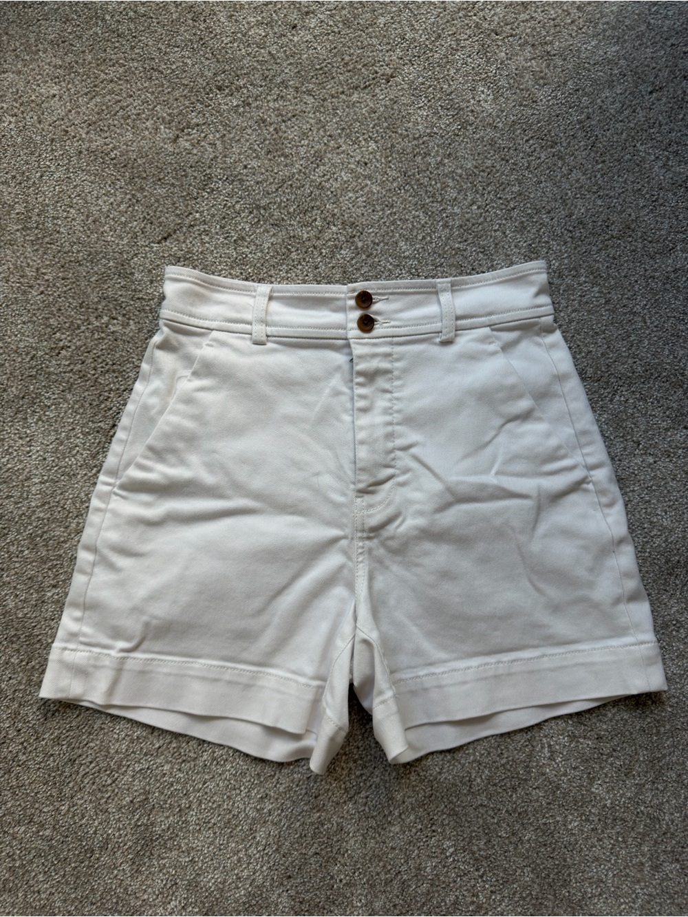 Everlane White High-Rise Shorts with Branded Waistband